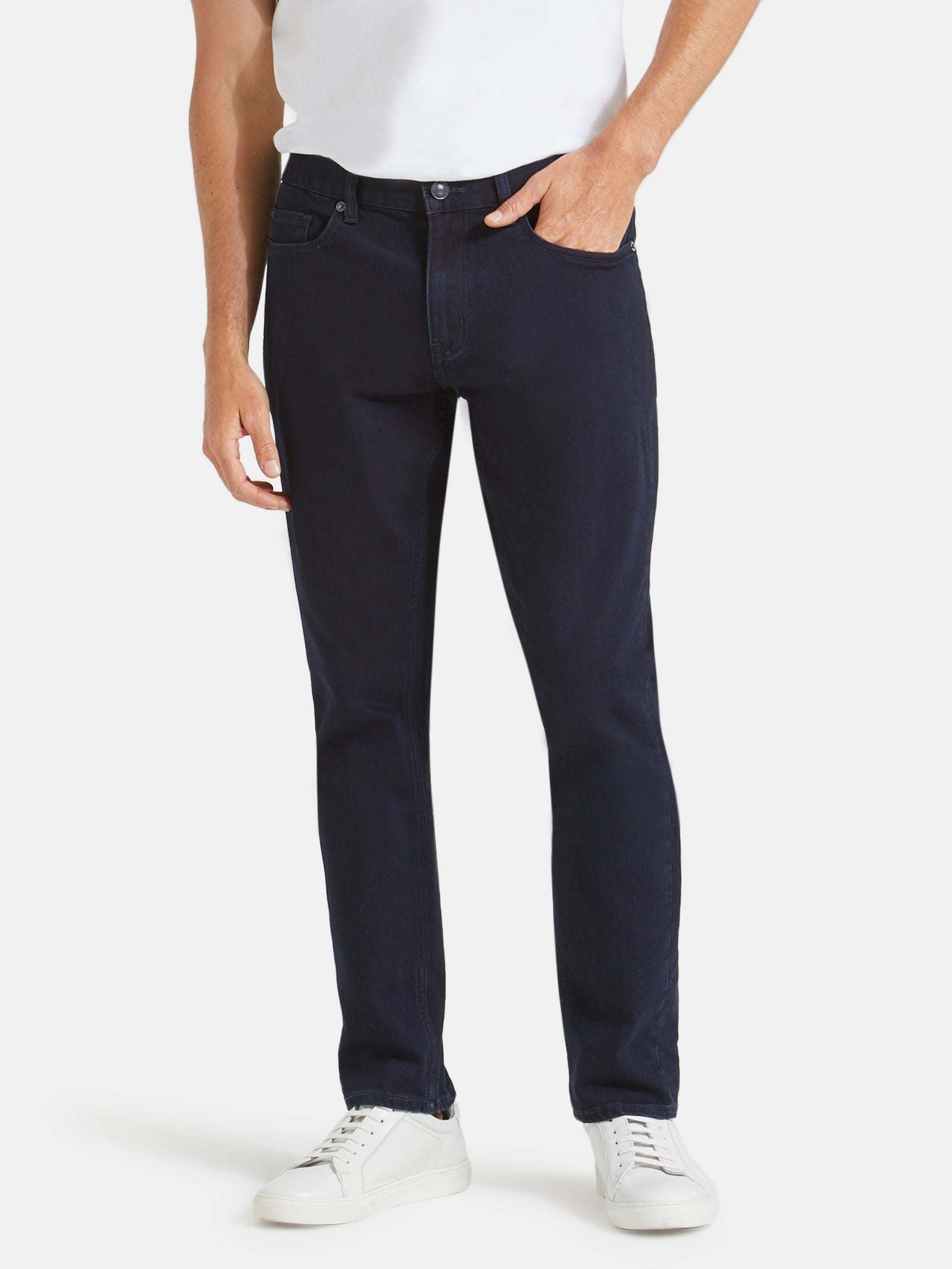 Jeanswest Men's Slim Tapered Jeans |MLC-99837-01R Coated Ink | Cotton Blend Stretch Denim | Black Coated