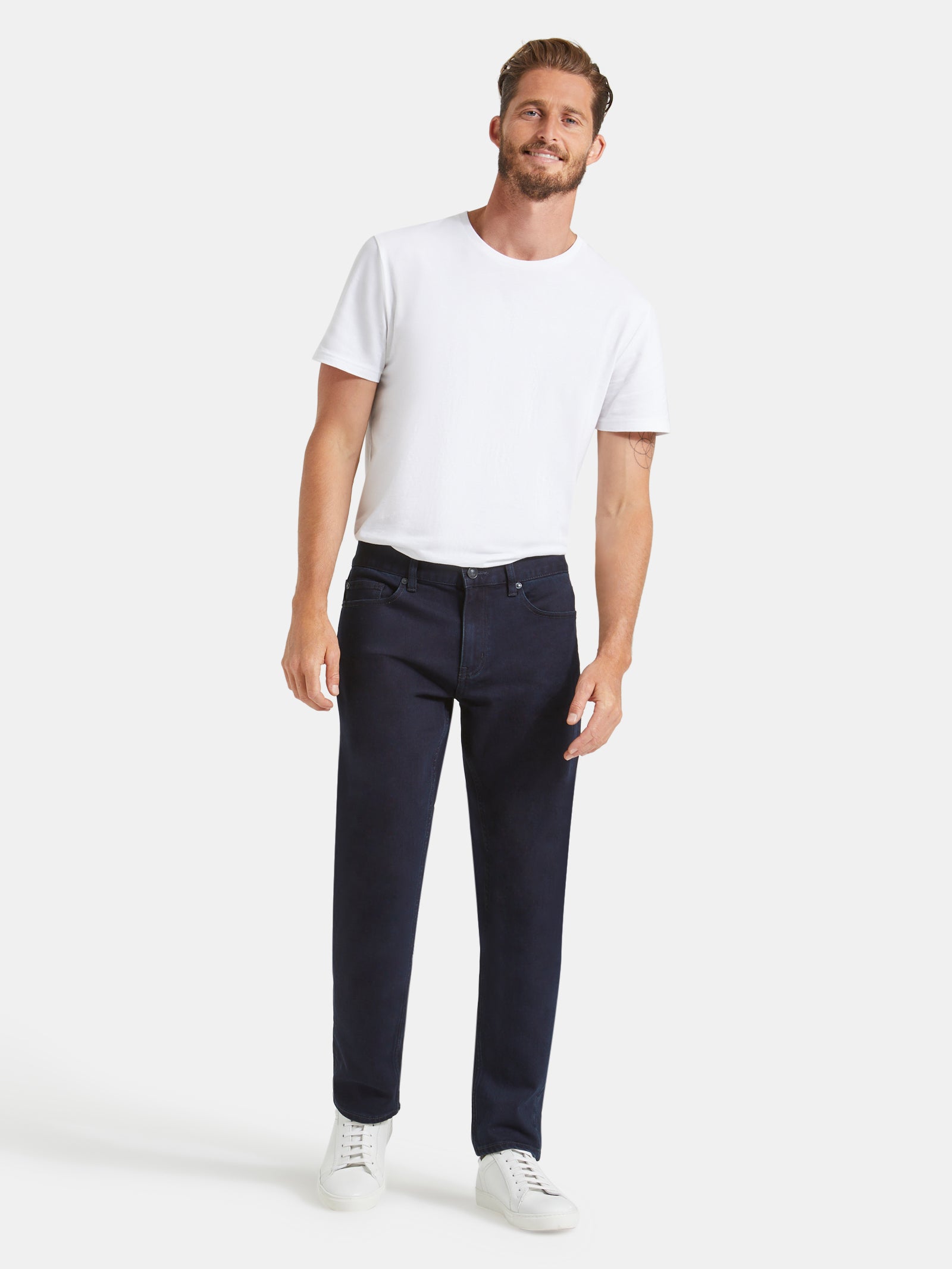 Jeanswest Men's Slim Tapered Jeans |MLC-99837-01R Coated Ink | Cotton Blend Stretch Denim | Black Coated