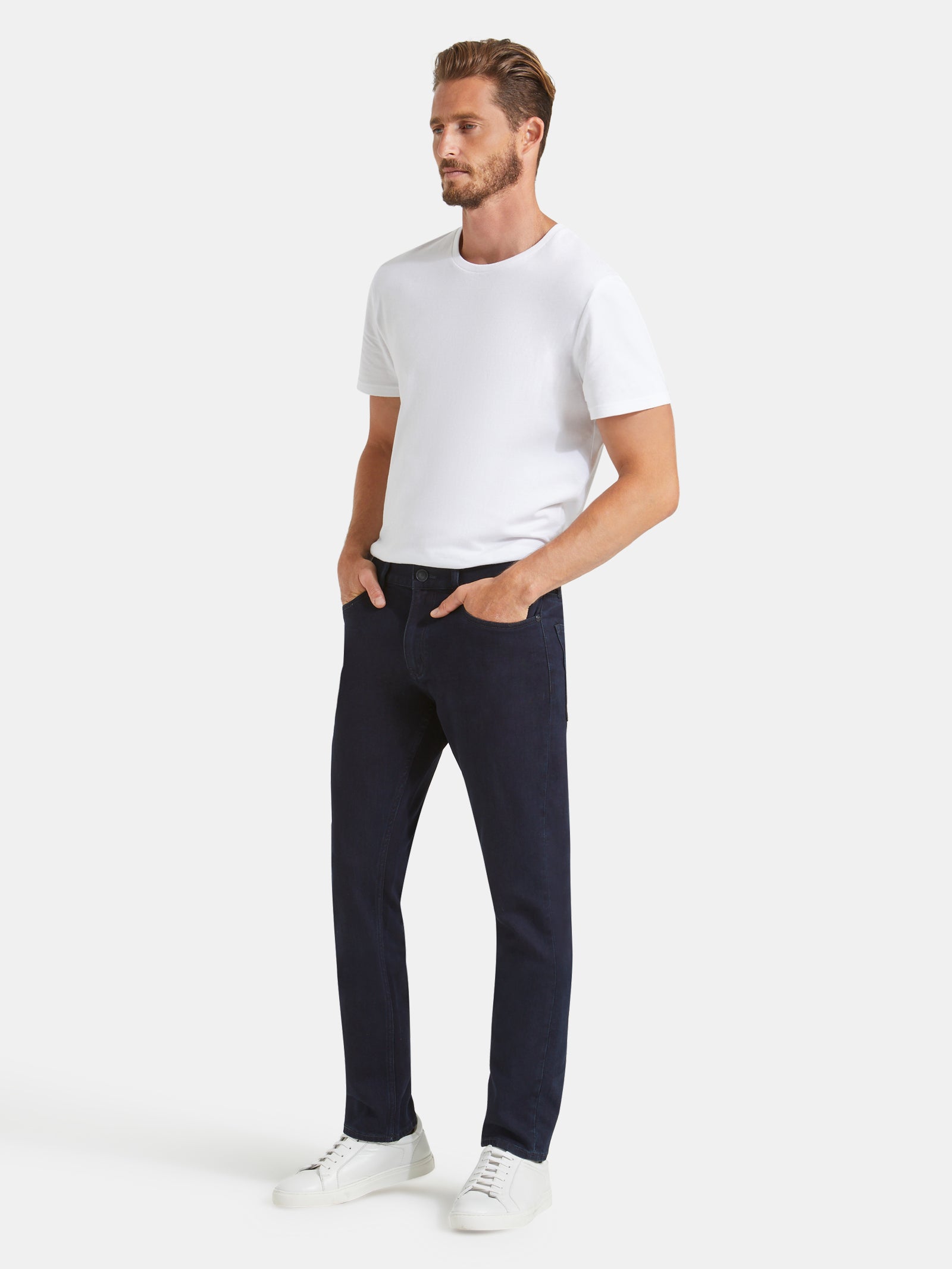 Jeanswest Men's Slim Tapered Jeans |MLC-99837-01R Coated Ink | Cotton Blend Stretch Denim | Black Coated