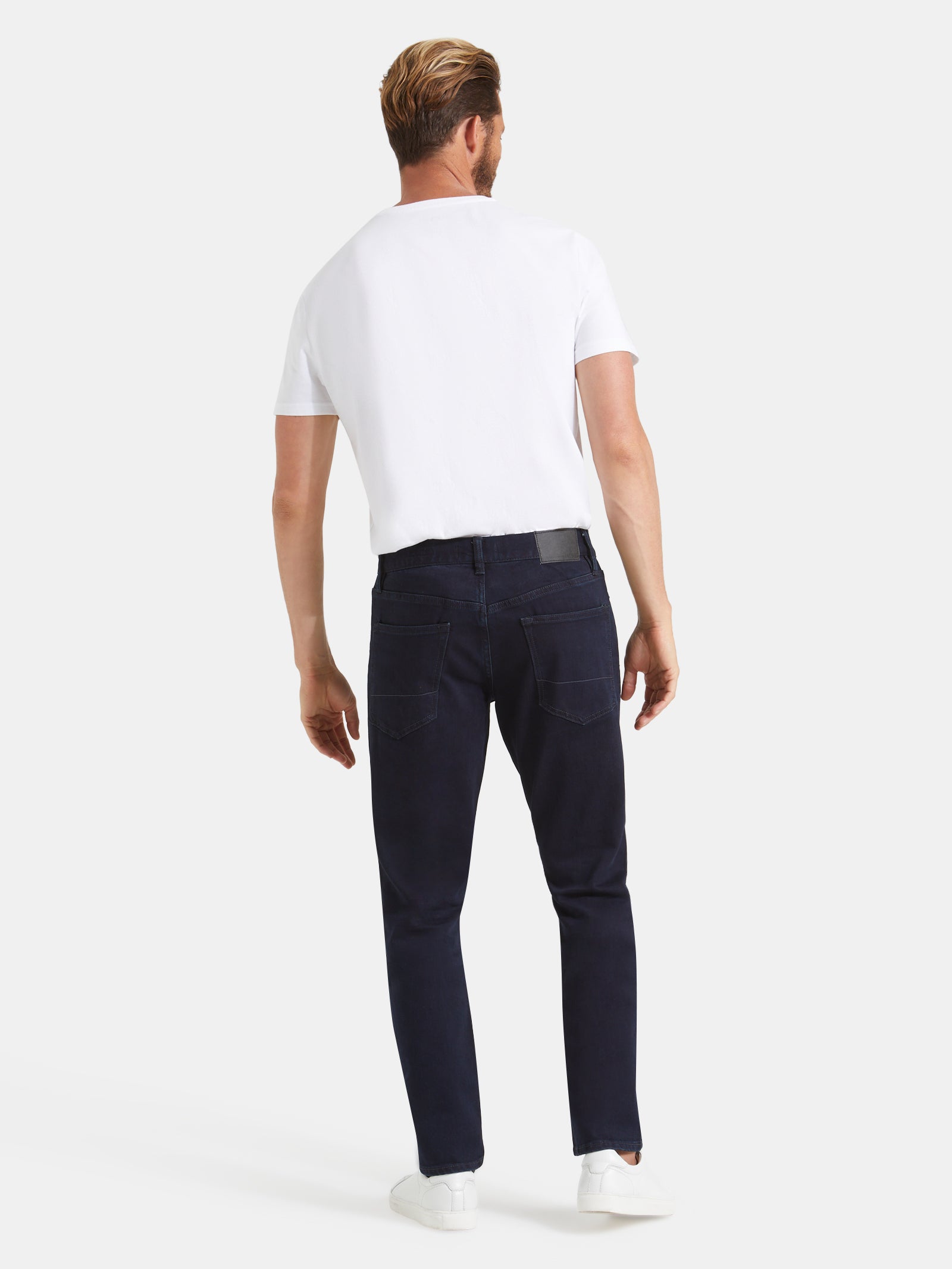 Jeanswest Men's Slim Tapered Jeans |MLC-99837-01R Coated Ink | Cotton Blend Stretch Denim | Black Coated