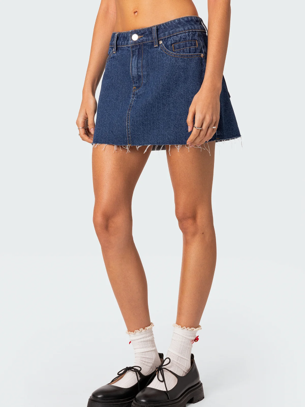 Y2K Mid Low Rise Corduroy A Line Mini Skirt