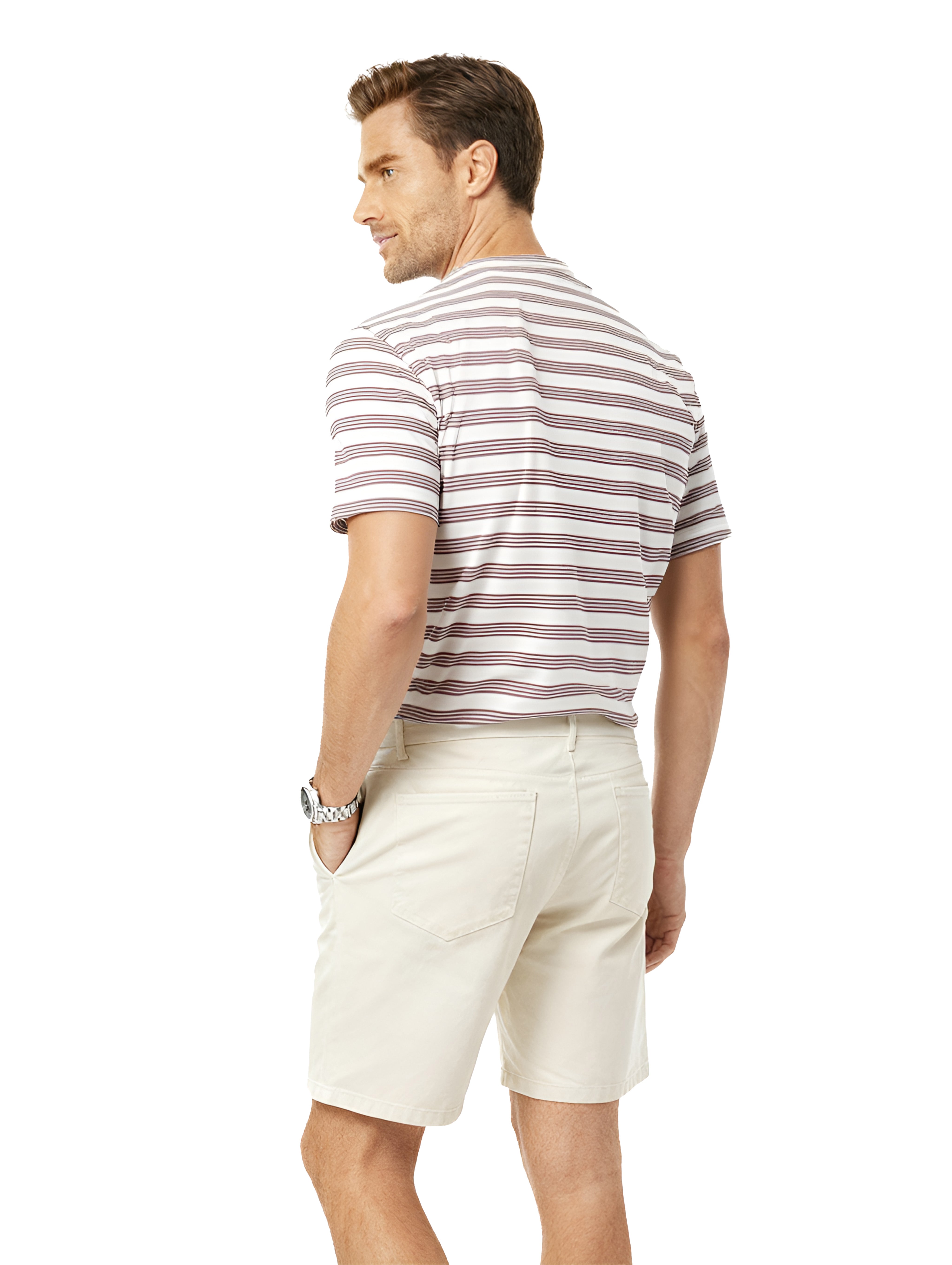Jeanswest Men's Shorts 5 Pocket |MSO-12136-05/-01 Cotton Stretch Shorts | Light Sand Charcoal | Above Knee Length