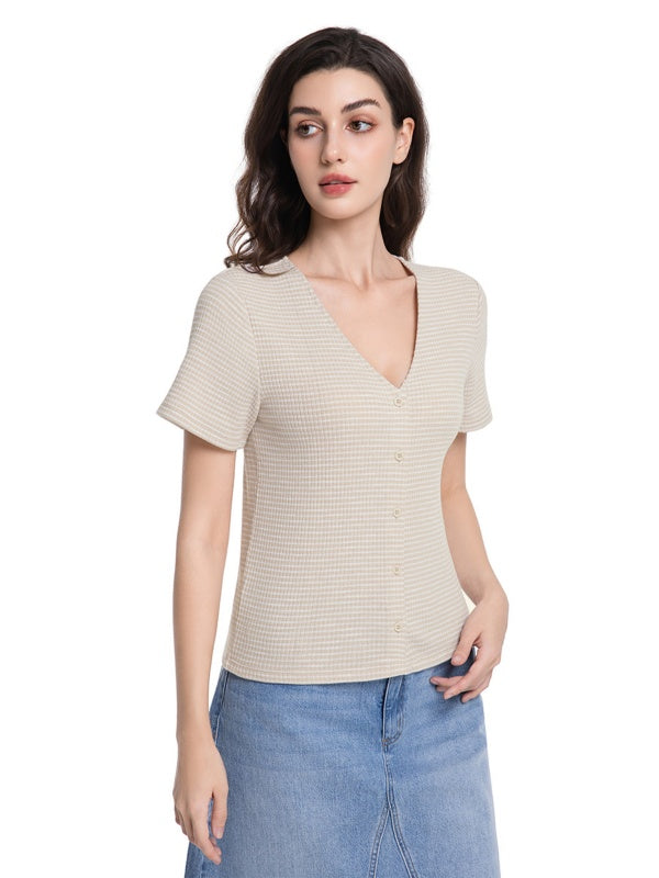 Women's Textured V-Neck Tee