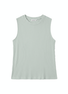 Jeanswest Women's Textured Tank Top |WTO-18307 Cotton Blend Sleeveless | Sage Green Grey | Structured Casual |