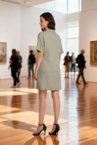Jeanswest Women's Linen Shirt Dress | WDR-18409-02 Short Sleeve Knee Length | Sage Green Dress | AU |