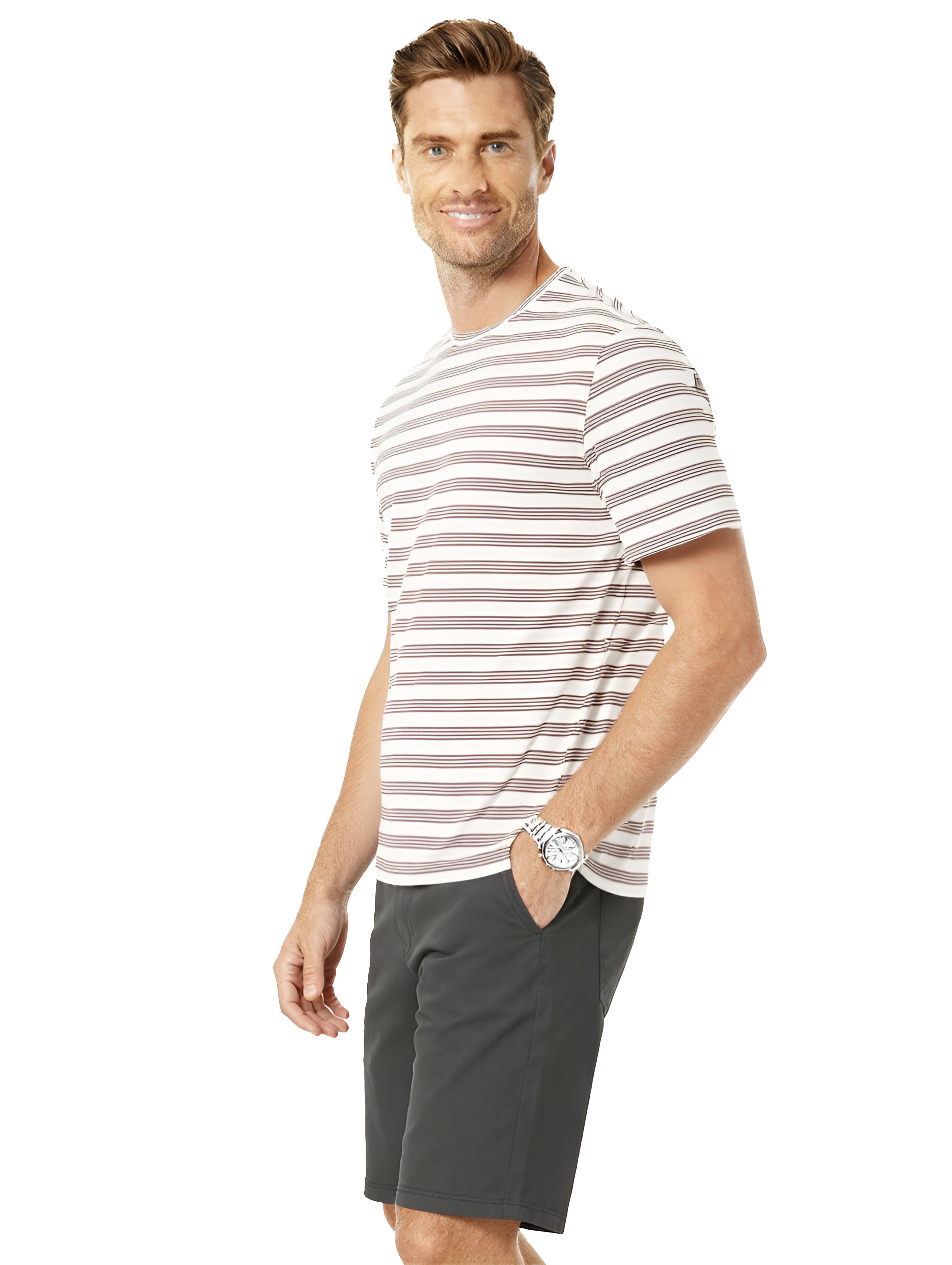 Jeanswest Men's Shorts 5 Pocket |MSO-12136-05/-01 Cotton Stretch Shorts | Light Sand Charcoal | Above Knee Length