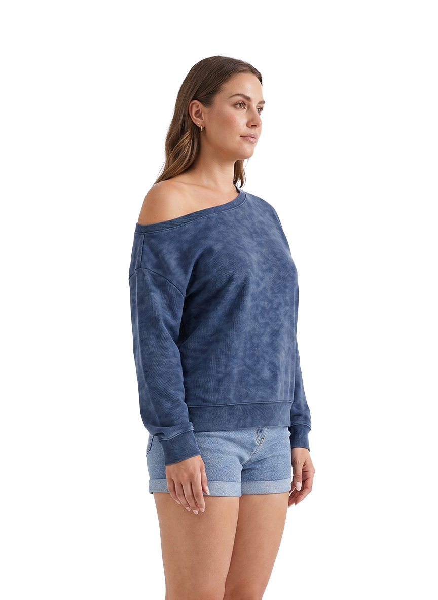 Jeanswest Jeanswest Aussie Off-Shoulder Wash Sweatshirt S6A-62-271008