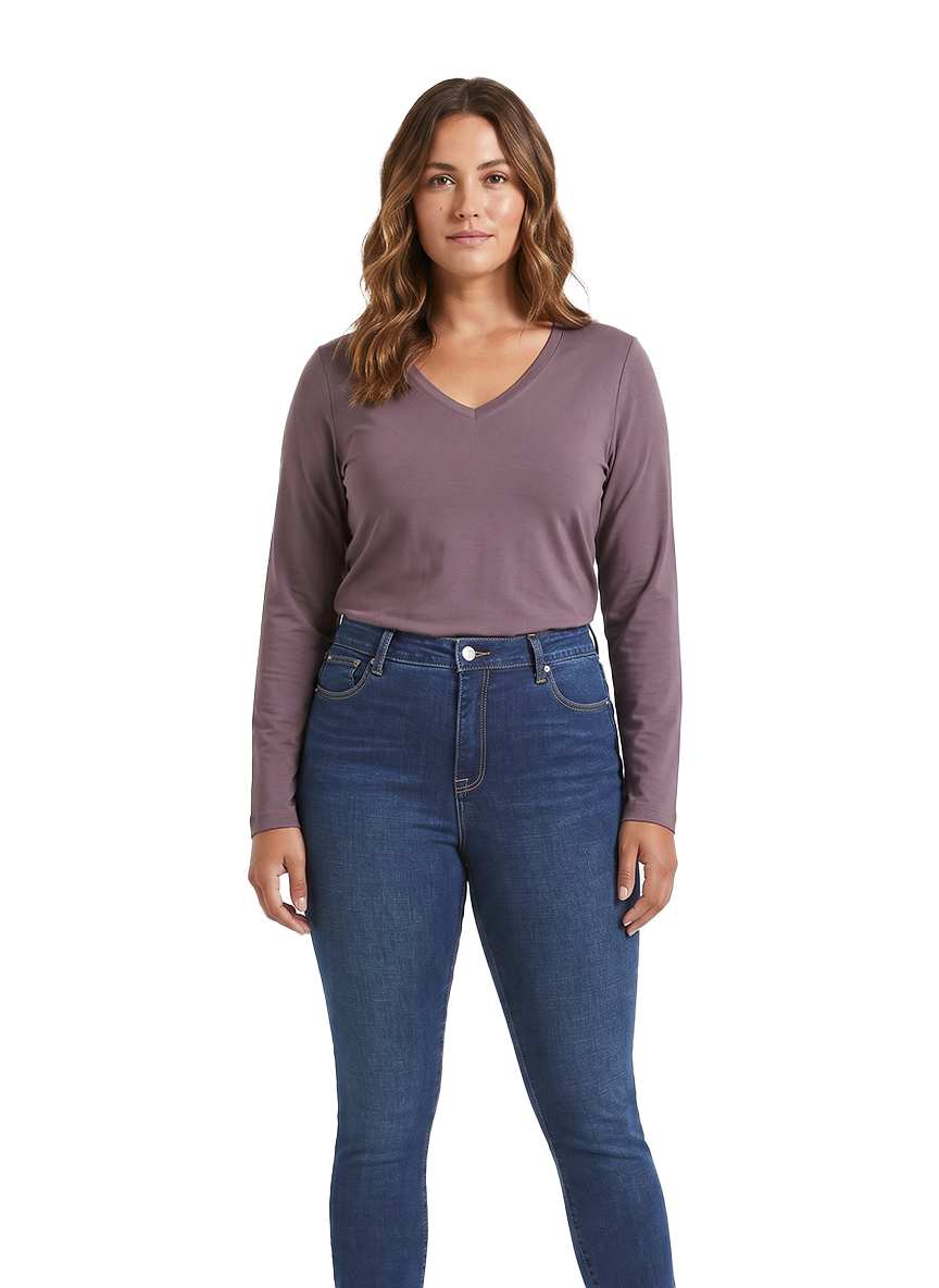 Jeanswest Jeanswest CloudSoft Aussie Luxe Modal V-Neck Long Sleeve Tee S6A-62-271011