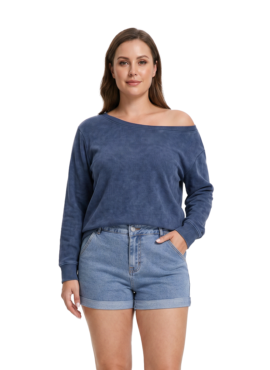 Jeanswest Jeanswest Aussie Off-Shoulder Wash Sweatshirt S6A-62-271008