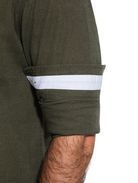 Jeanswest Men's Linen Cotton Blend Shirt |MSI-18331 Long Sleeve Button Down |Ivy Green | Casual Office | 70% Cotton 30% Linen |