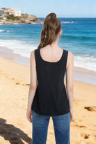 Jeanswest Women's Linen Tank Top | WTO-14516 100% Pure Flax | Black | Blue |AU