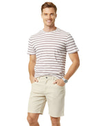 Jeanswest Men's Shorts 5 Pocket |MSO-12136-05/-01 Cotton Stretch Shorts | Light Sand Charcoal | Above Knee Length