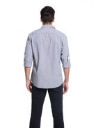 Jeanswest Men's Striped Linen Cotton Shirt | MSI-18332-01/03 Long Sleeve Button Down |Ink Green Stripe | 70% Cotton 30% Linen |