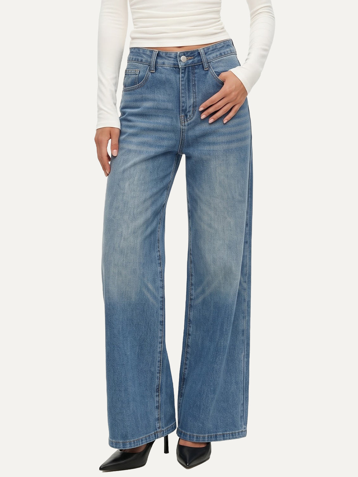 Women's High Waisted Baggy Wide Leg Jeans