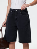 High Waist Straight Leg Denim Shorts