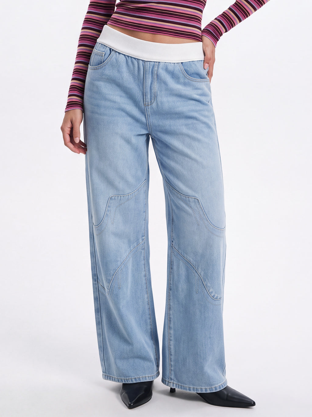 Low Waist Baggy Cargo Denim Pants