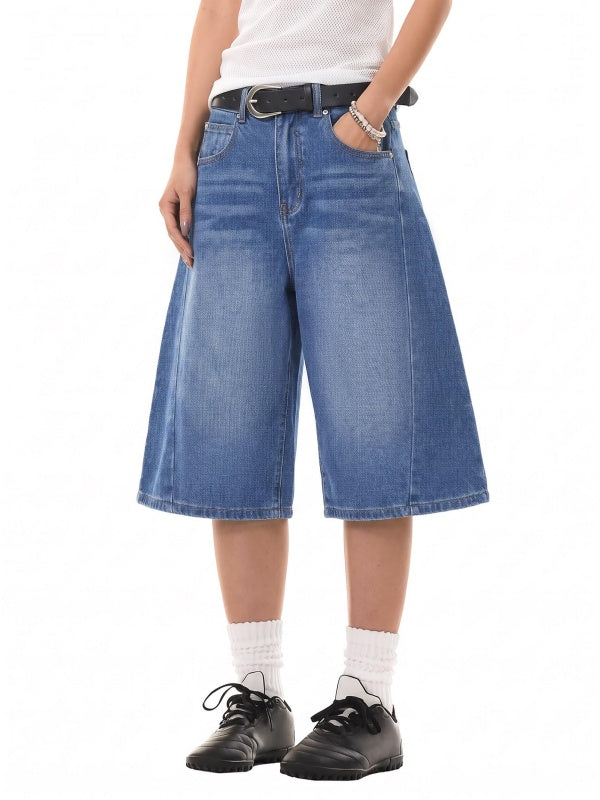 Women's Y2K Baggy Wide-Leg Denim Bermuda Shorts
