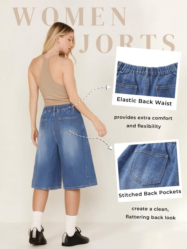 Women's Y2K Baggy Wide-Leg Denim Bermuda Shorts