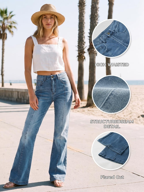 High Waisted Bootcut Flare Denim Pants
