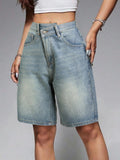 Women's High-Waisted Baggy Denim Jorts