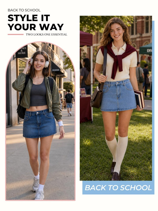 Women Stretchy Casual Jean Skorts