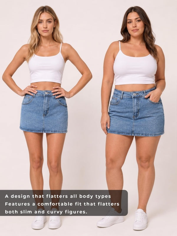 Women Stretchy Casual Jean Skorts