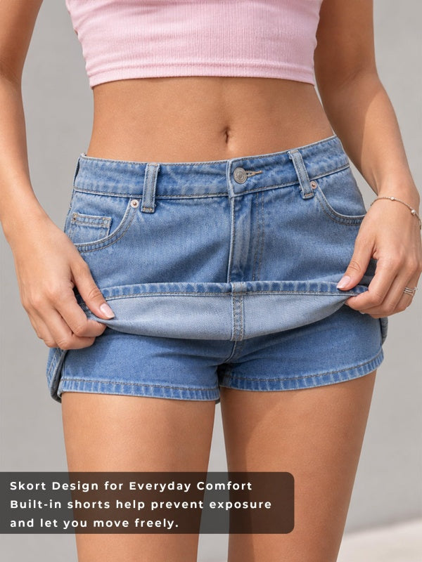 Women Stretchy Casual Jean Skorts