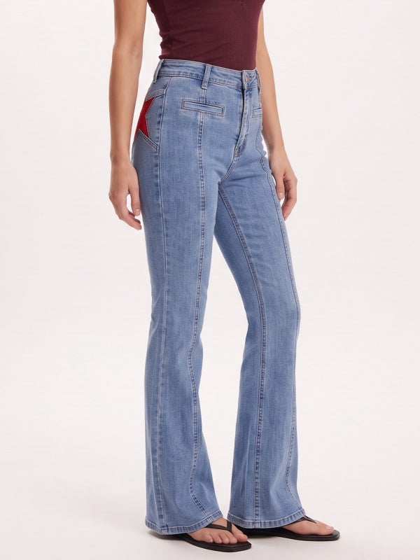 Women's Star-Patch Flare Jeans