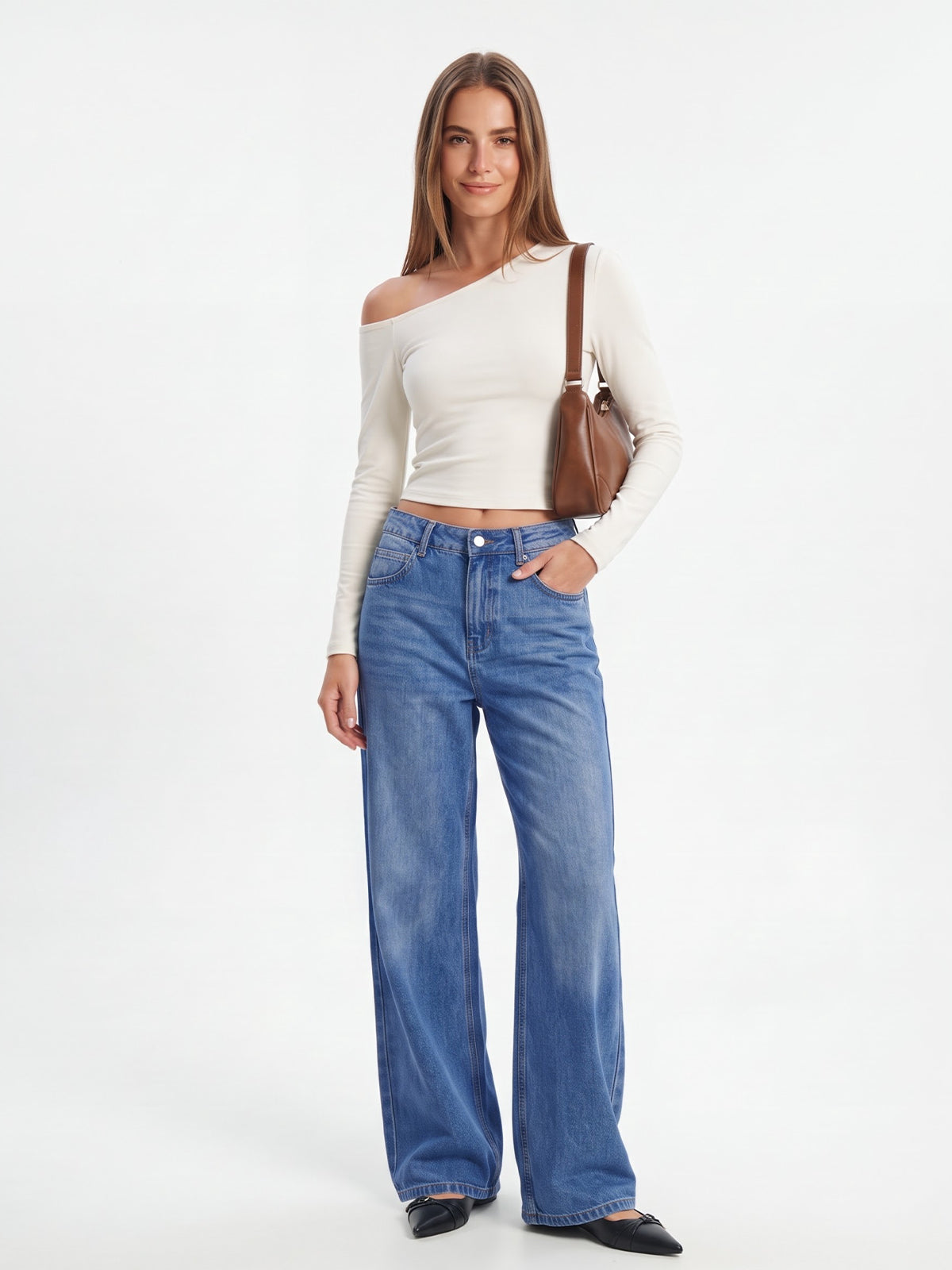 Washed Baggy Wide Leg Jeans