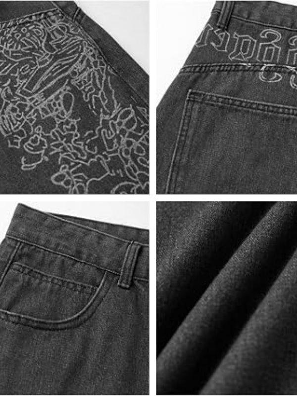 Women's Retro Embroidered Baggy Boyfriend Jeans