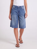 Women's Raw Hem Wide-Leg Denim Bermuda Shorts