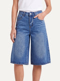 Women's Wide-Leg Longline Denim Shorts
