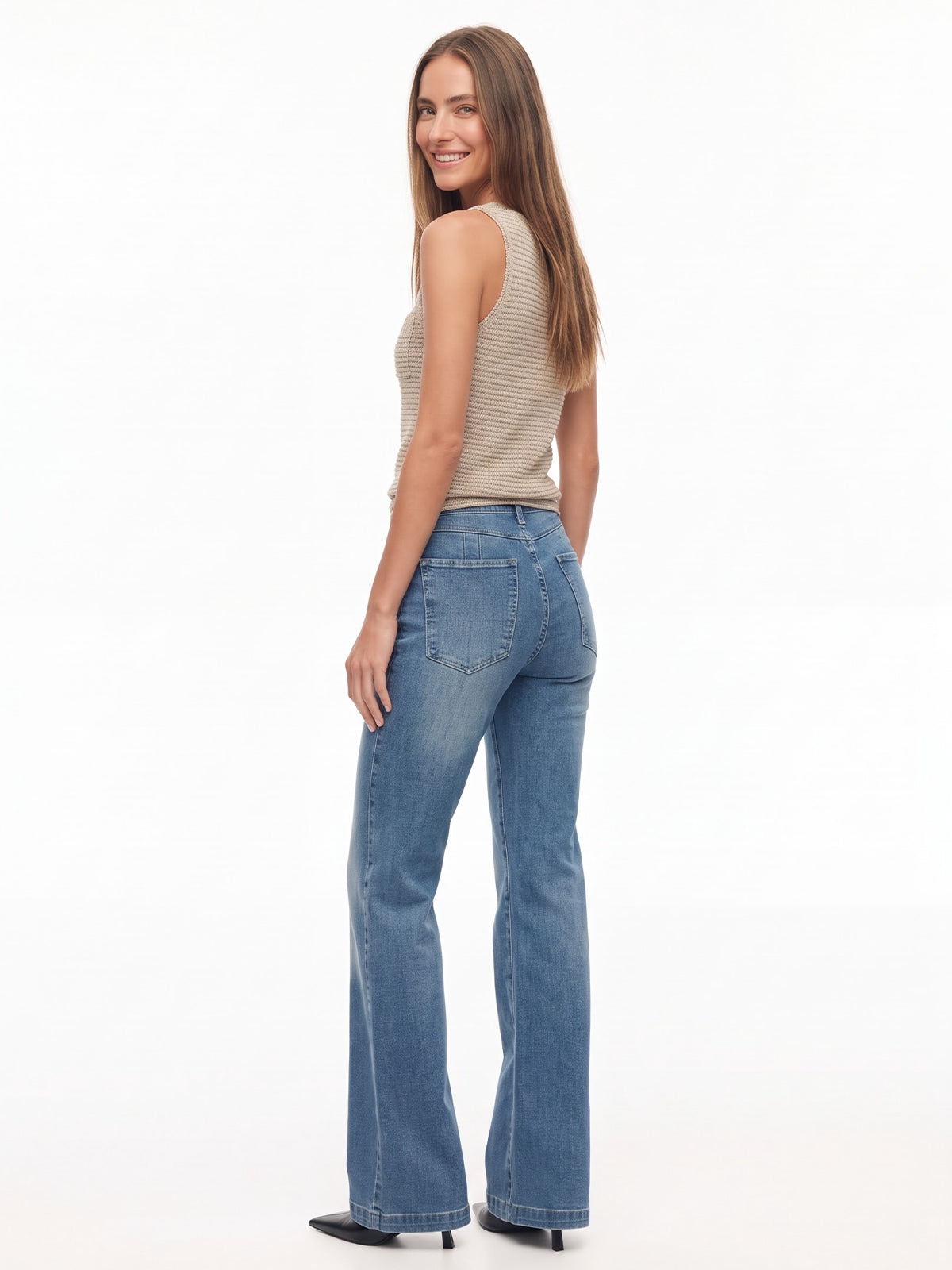 High Waisted Bootcut Flare Denim Pants
