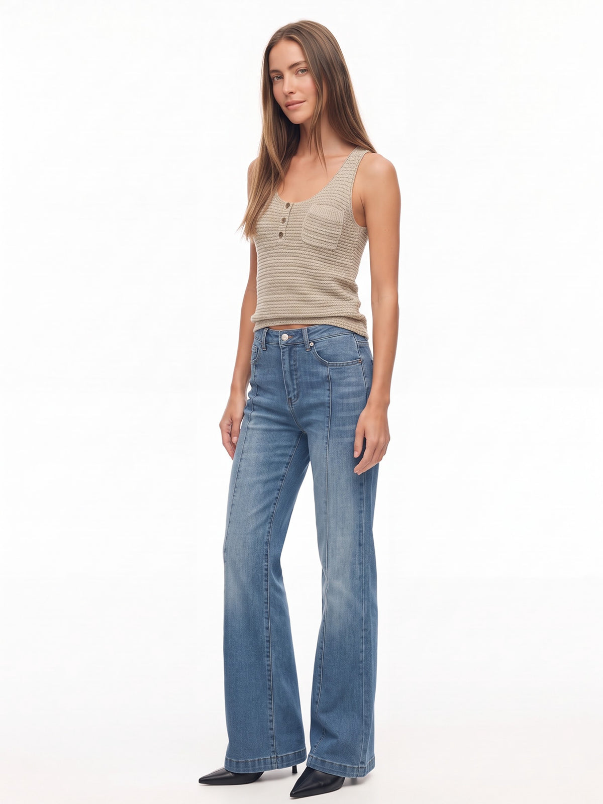 High Waisted Bootcut Flare Denim Pants