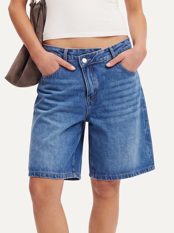 Vintage Wide-Leg Denim Shorts
