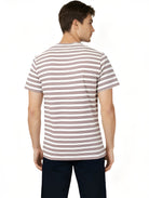 Jeanswest Men's Textured Stripe Cotton Tee | MUC-18334 Stretch Crew Neck | Red Stripe T-Shirt | Casual Short Sleeve |