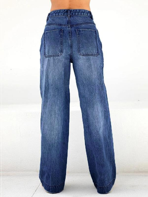 Vintage Stretch High Waist Wide Leg Denim Pants