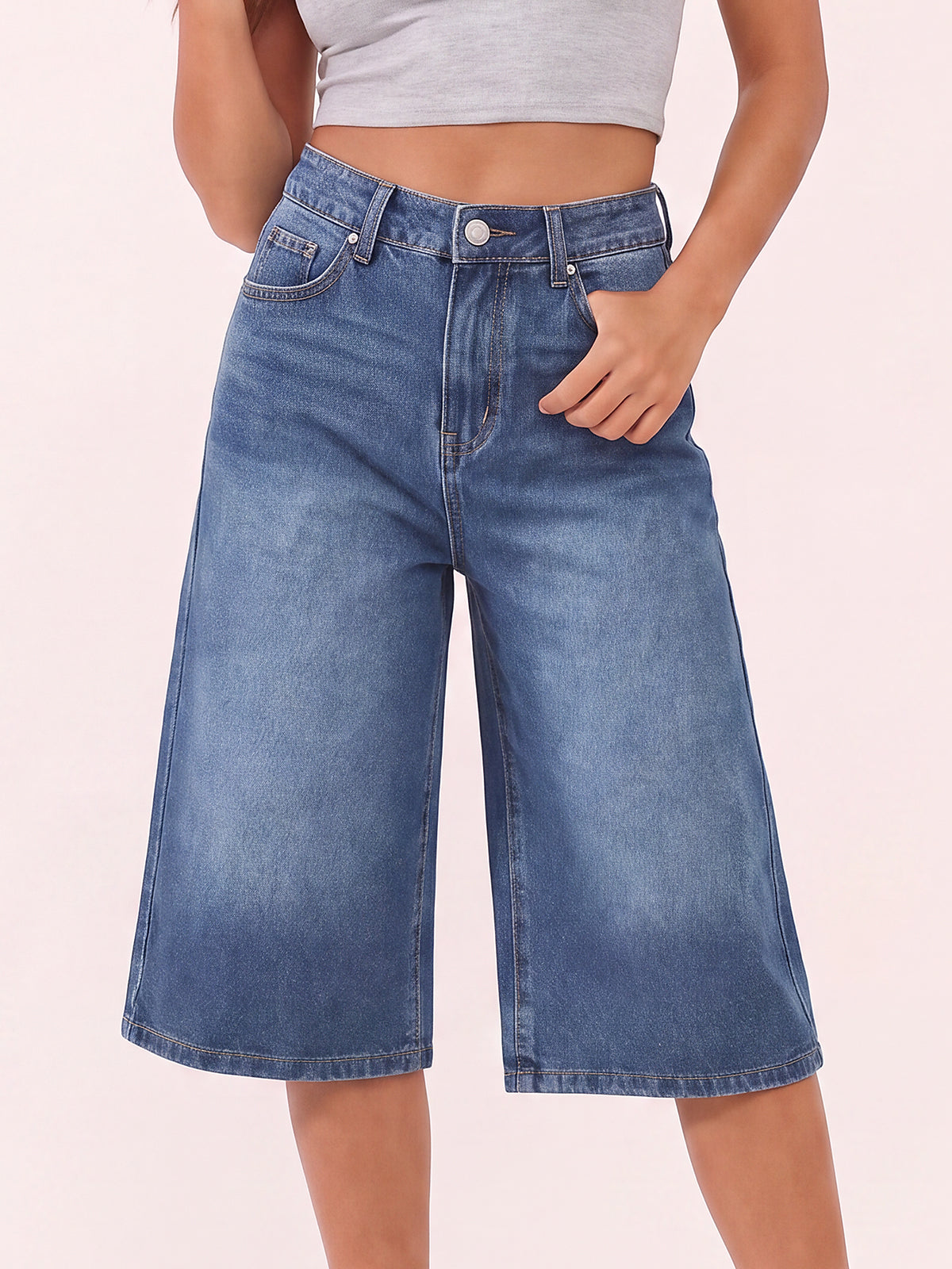 Women's Mid-Waisted Denim Shorts