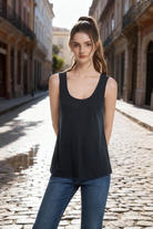 Jeanswest Women's Linen Tank Top | WTO-14516 100% Pure Flax | Black | Blue |AU