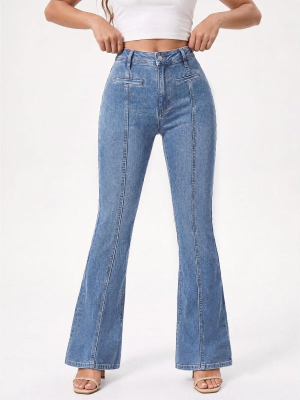 Women's High-Waisted Star-Patch Flare Jeans