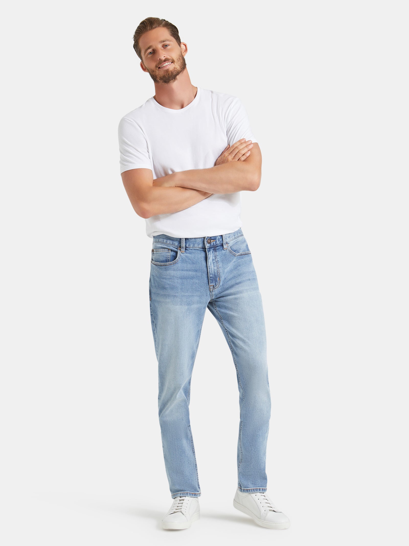 Jeanswest Men's Slim Tapered Jeans | MLC-07671-01R 98% Cotton Stretch Denim | Modern Blue | Versatile Fit