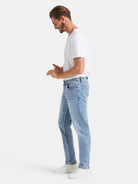 Jeanswest Men's Slim Tapered Jeans | MLC-07671-01R 98% Cotton Stretch Denim | Modern Blue | Versatile Fit