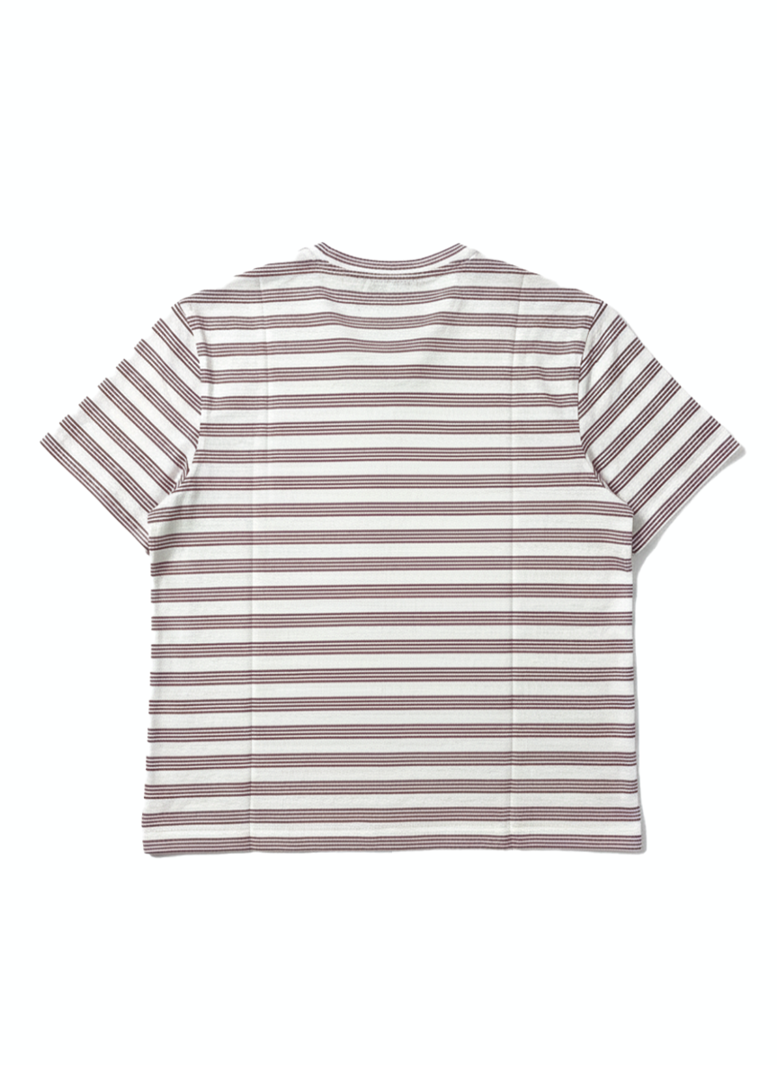 Jeanswest Men's Textured Stripe Cotton Tee | MUC-18334 Stretch Crew Neck | Red Stripe T-Shirt | Casual Short Sleeve |
