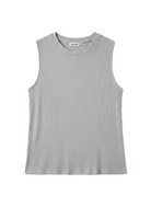 Jeanswest Women's Textured Tank Top |WTO-18307 Cotton Blend Sleeveless | Sage Green Grey | Structured Casual |