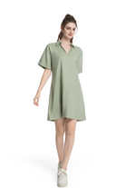 Jeanswest Women's Linen Shirt Dress | WDR-18409-02 Short Sleeve Knee Length | Sage Green Dress | AU |