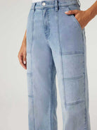 Jeanswest Women's Cargo Jeans | WFJ-18230 99% Cotton Stretch Denim | Mid Indigo Blue | Flattering Fit |