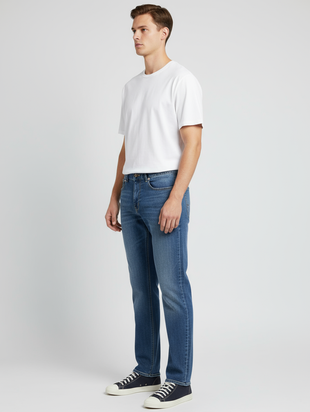 Jeanswest Men's Slim Straight Jeans | MLC-10321-01R 98% Cotton Stretch Denim | True Vintage Blue | Classic Fit |