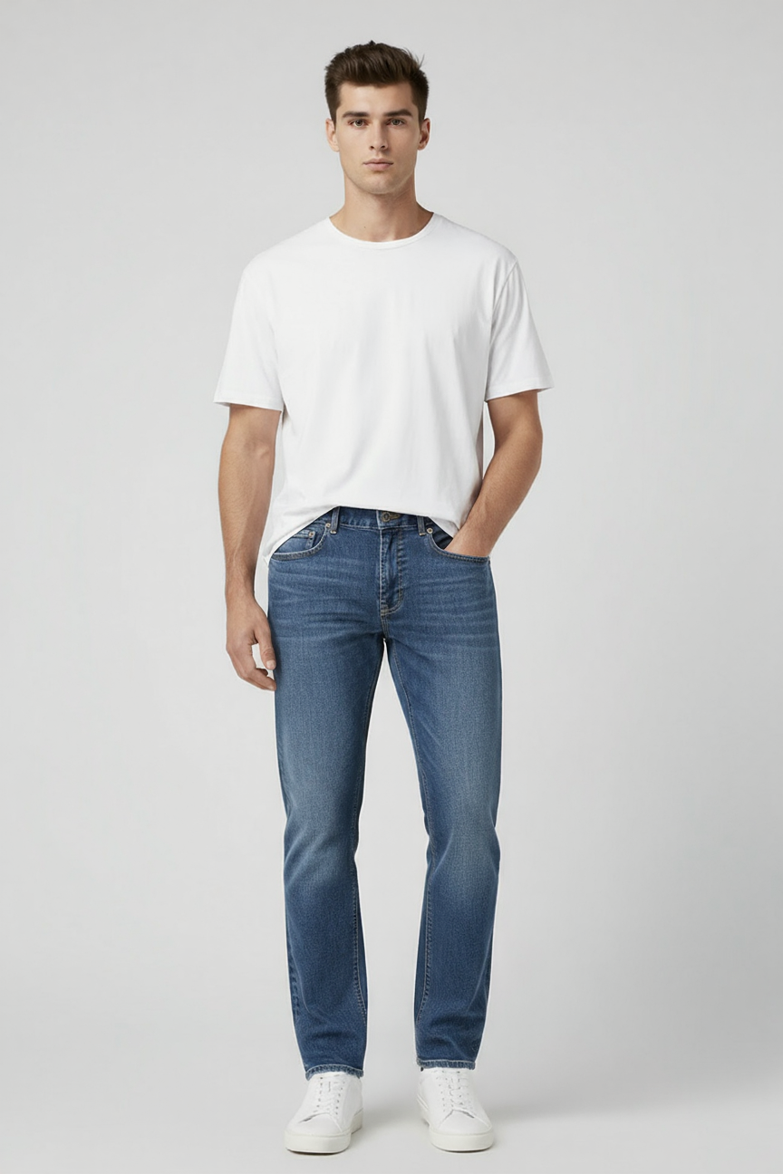 Jeanswest Men's Slim Straight Jeans | MLC-10321-01R 98% Cotton Stretch Denim | True Vintage Blue | Classic Fit |