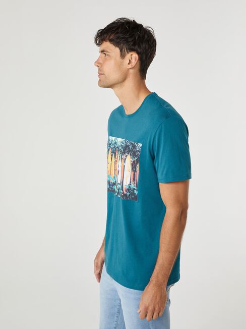 SS Brooks Print Crew Tee, Grey, hi-res
