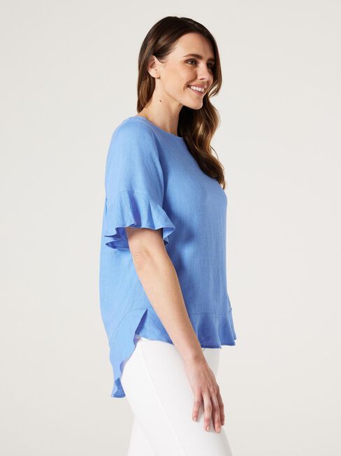 Alivia Ruffle Hem Top, Sapphire, hi-res